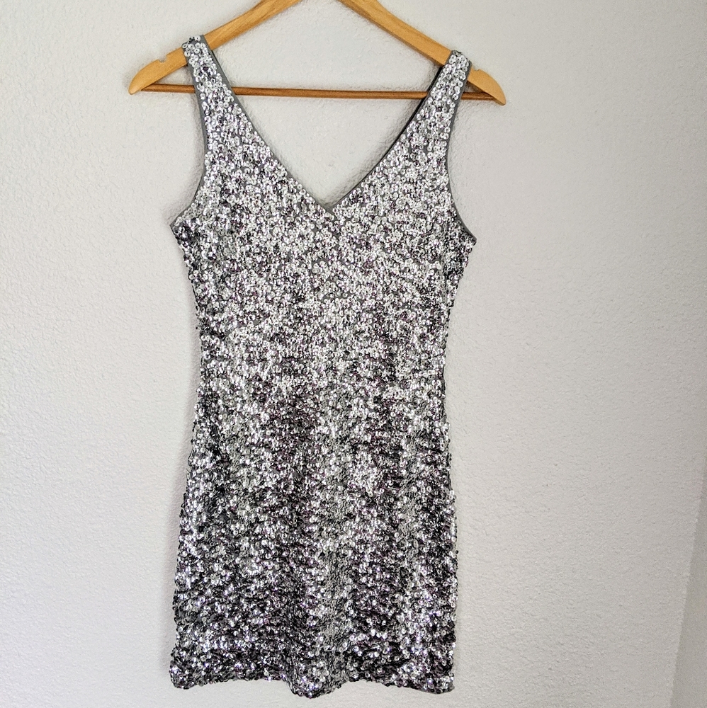 Silver sequined mini dress
